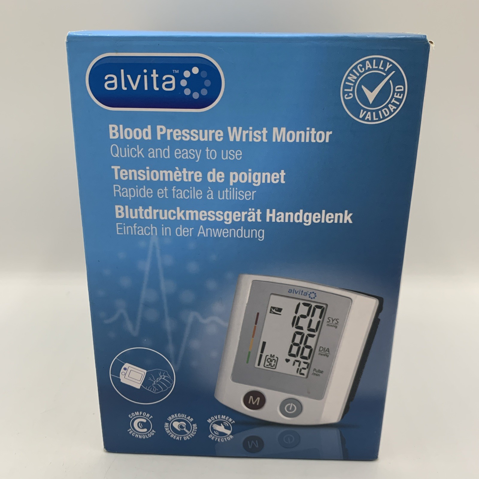 Alvita Blood Pressure Wrist Monitor With Case & Box