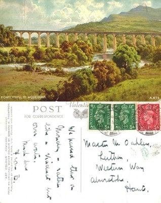 Alte Postkarte - Pontcysyllte Aquädukt Edward H Th Thompson Kunstfarbe - VERSCHICKT
