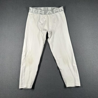 Under Armour Pants Youth Large White HeatGear Fitted Compression 3/4 Leggings