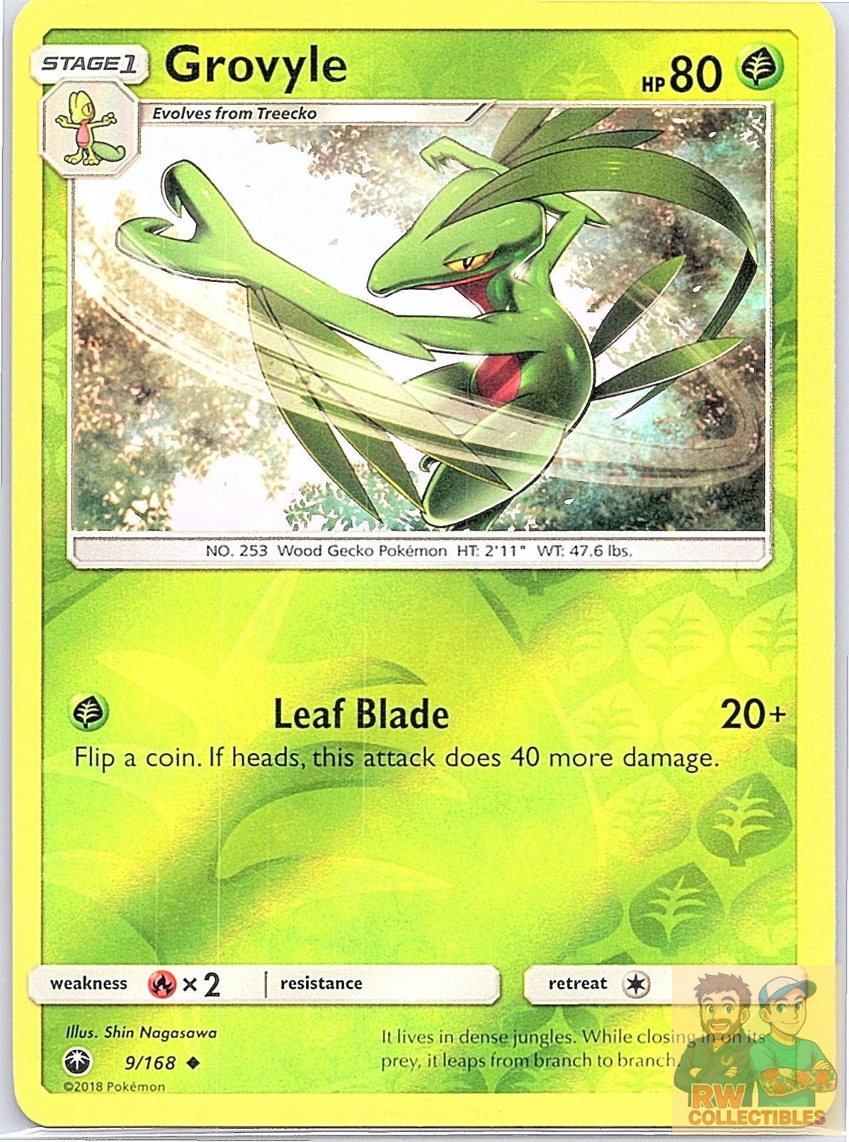 Grovyle 9/168 Uncommon Celestial Storm Pokemon Reverse Holo Lightly Played