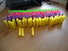 Lot of 119 Vintage Nesting Barrel Hair Rollers Colorful Perforated Plastic Curle