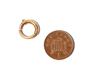 Antiker Federbolzen Ring Schmuck Verschluss 14 mm Gelbgold vergoldet #19
