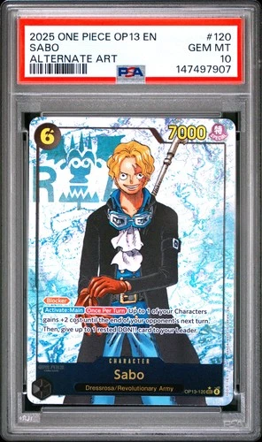 2025 ONE PIECE OP13-CARRYING ON HIS WILL ALTERNATE ART #120 SABO PSA 10