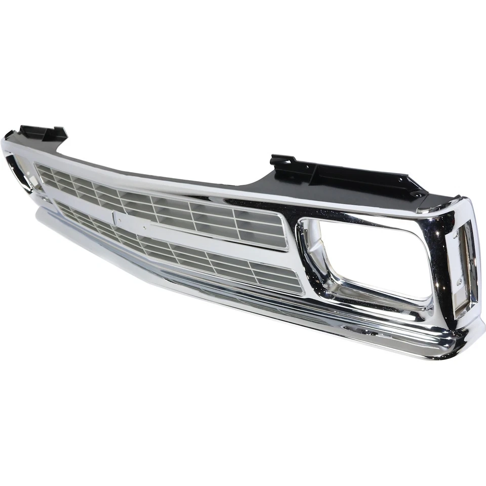 Grille For 91-93 Chevrolet S10 91-94 S10 Blazer Chrome Shell w/ Gray Insert - Image 3 of 4