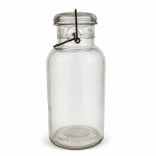 PAT-D JULY 14 1908 "The Liquid Carbonic Company" Glass Jar 1/2 Gallon #26 w/bail