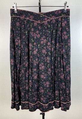 HAGRO Gr 46-44 Trachtenrock schwarz rosa grün blau Blumen Landhaus Boho Rock 91C