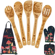 Kitchen Decor Cooking Spoon with Apron Oven Mitt Pot Holder Utensil Set -Kitc...