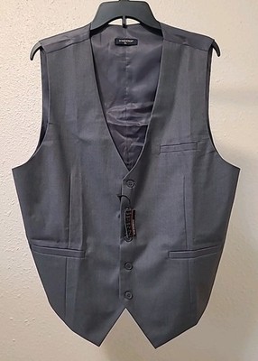 Hisdern Men's 5 Button Vest Gray V-Neck European Formal Wear Vest Size XL