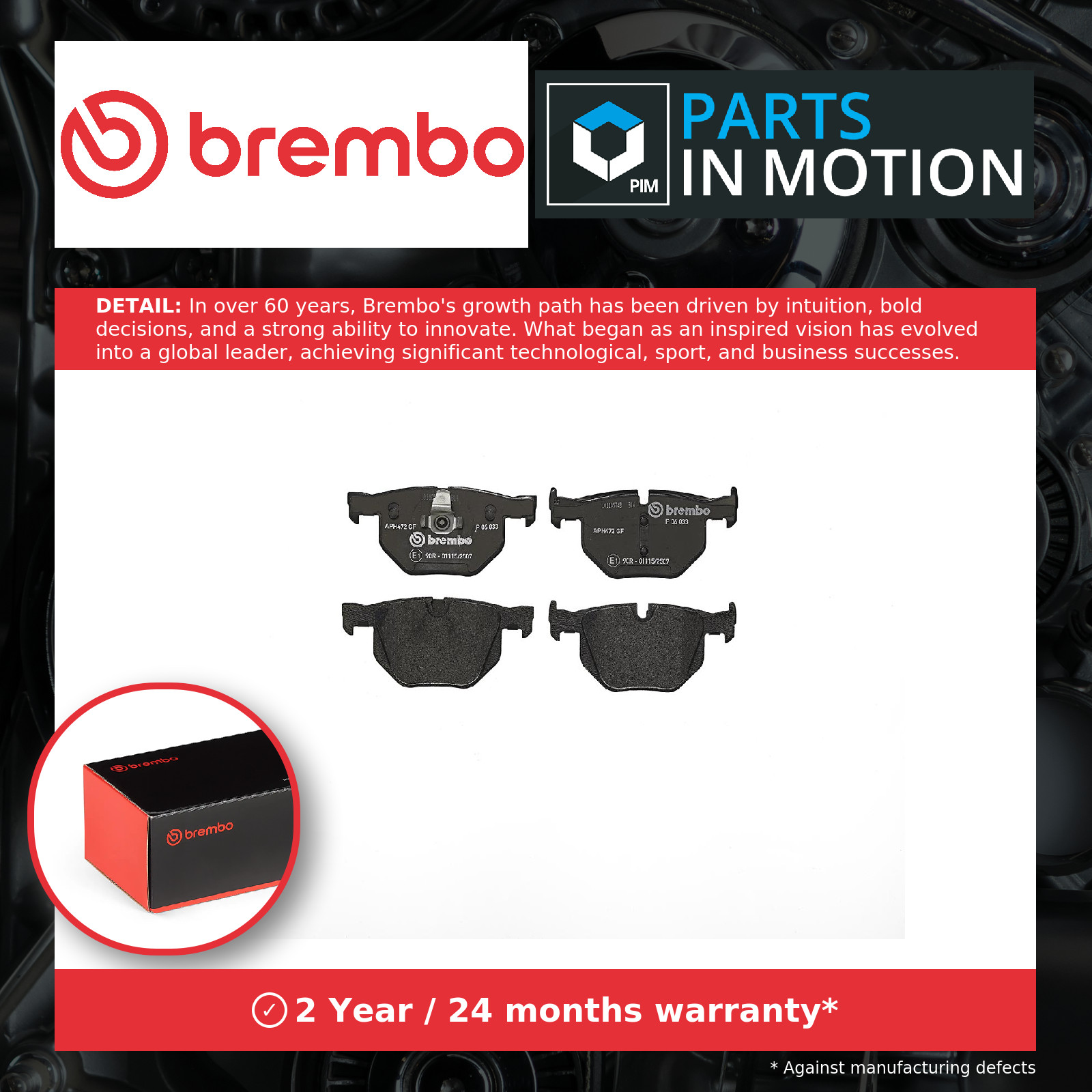 Brake Pads Set fits BMW 525 E60, E61 3.0D Rear 07 to 08 Brembo 34212339276 New - Image 5