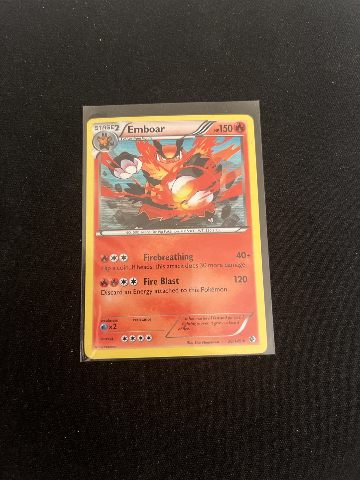 2012 Pokemon TCG Emboar 26/149 Boundaries Crossed Holo NM