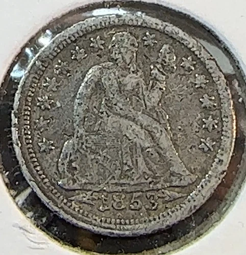 1853 Arrows Seated Liberty Dime Original VF Details CHRC