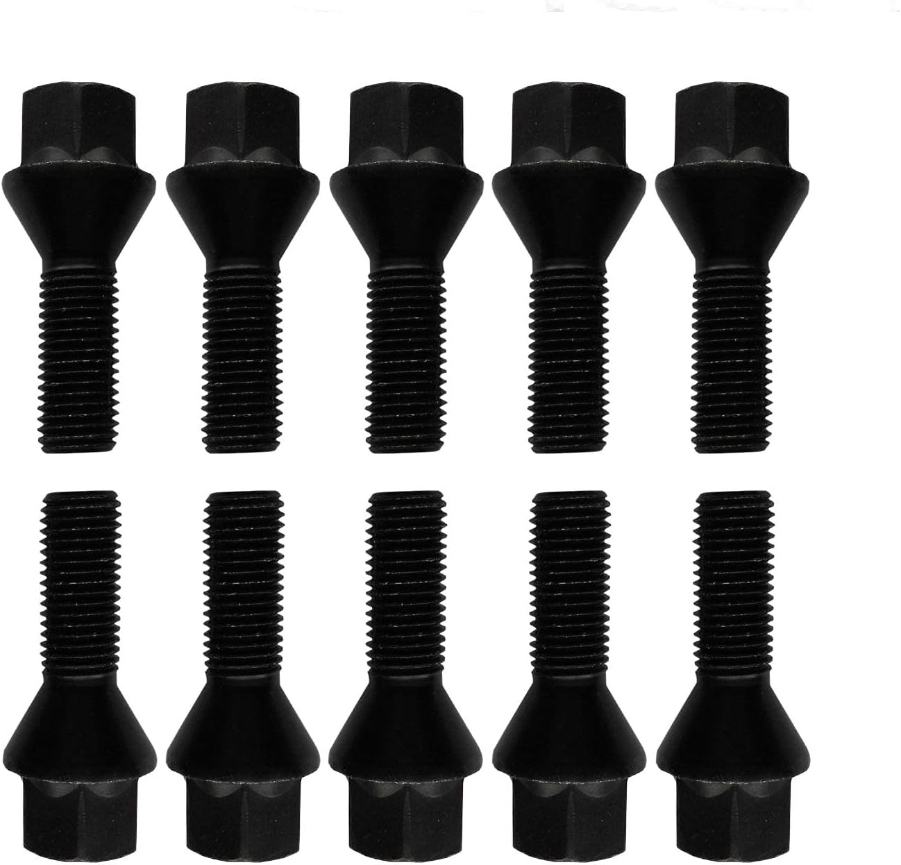 10x Radschrauben M12x1,5 Kegelbund 60° 35mm schwarz BMW 1 E81 1 E82 1 E87 LCI 1