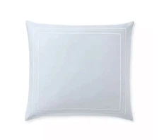 Serena and Lily SOHO SKY BLUE with White Embroidery Euro Pillow Shams