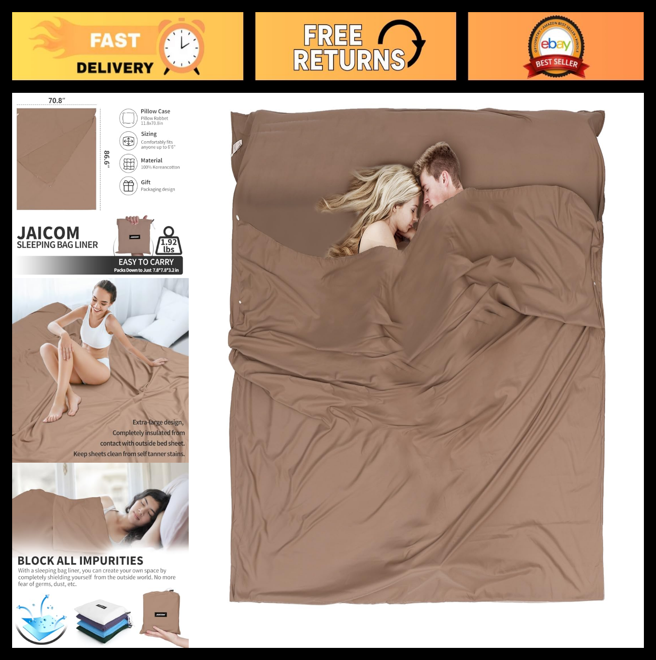Portable Quick-Dry Sleeping Bag Liner Travel Sheets