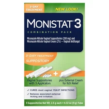 Monistat 3 Combination Pack Suppositories+Cream Kit