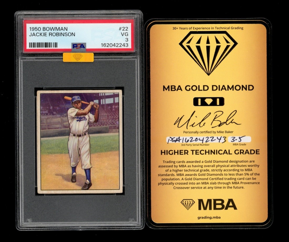 1950 Bowman Set-Break # 22 Jackie Robinson PSA 3 VG, MBA Gold 3.5