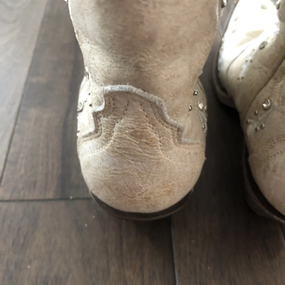 CORRAL Womens Cowboy Boots S 6M Cream Floral Embroidered SnipToe Studs&Crystals - Image 4 of 4