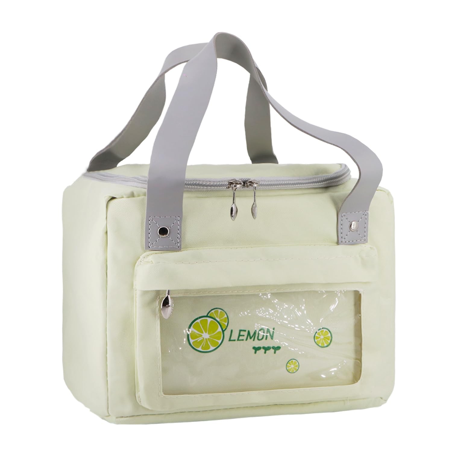 Beige Leakproof Insulated Lunch Box Reusable Cooler Tote Bag for Office Work