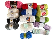 Variety Of Yarn Skeins. Different colors And Brands