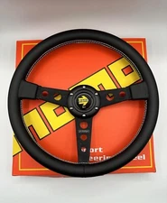 MOMO Prototipo Black Yellow Button Edition 350mm 14inch Leather Steering Wheel