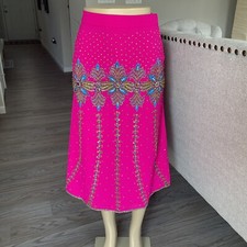   Fuchsia pink Indian georegette lehanga skirt bohemian sequins vtg