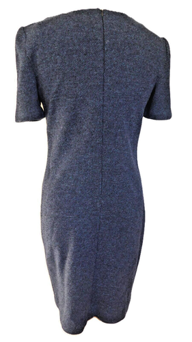 Abito a tubino Amina Rubinacci Rifugio orizzontale tweed blu oceano maglia US 10 IT 46 - Foto 5 di 15