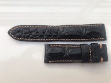 Size 20/18 Black Genuine Croc Leather Skin Watch Strap Band, Wristband