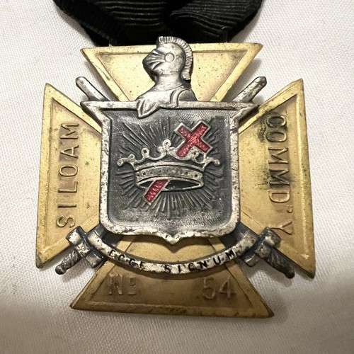 Antiguo Caballeros Templarios Siloé #54 Comandancia Masónica Prendedor Medalla De Colección - Imagen 3 de 7