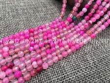 Faceted 4mm Pink dragon vein agate Natural Round Gemstone Loose Beads 15" AAA