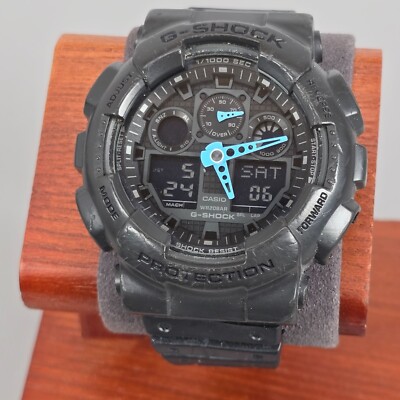 Casio G-Shock 5081 GA-100C Charcoal Blue Hands WR20BAR Analog Digital Watch Face