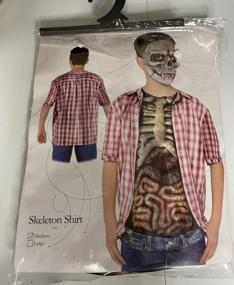 Skeleton With Guts Shirt Child Boys Costume Halloween Dress Up Underwraps Size M - Image 3 of 4