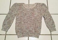 Adele Vintage Women's Sweater 80s Acrylic Knitwear Pale Blue/Beige