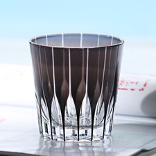 Black Whiskey Glass Tumbler Japanese Style Hand Cut To Edo Kiriko Glass 9oz