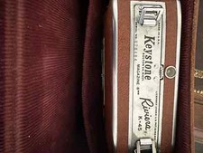 VINTAGE KEYSTONE K-45 RIVIERA 3 LENS 8MM MOVIE CAMERA WITH BROWN LEATHER CASE
