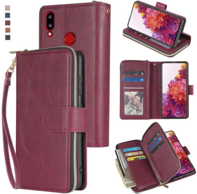 Samsung Galaxy A10s Wallet Case 9Card Zipper Slots Kickstand Flip Leather Case