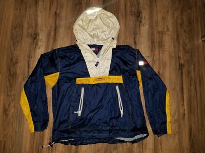 Tommy Hilfiger Vtg Sailing Gear US Windbreaker sz L Color Block Reflective Boat