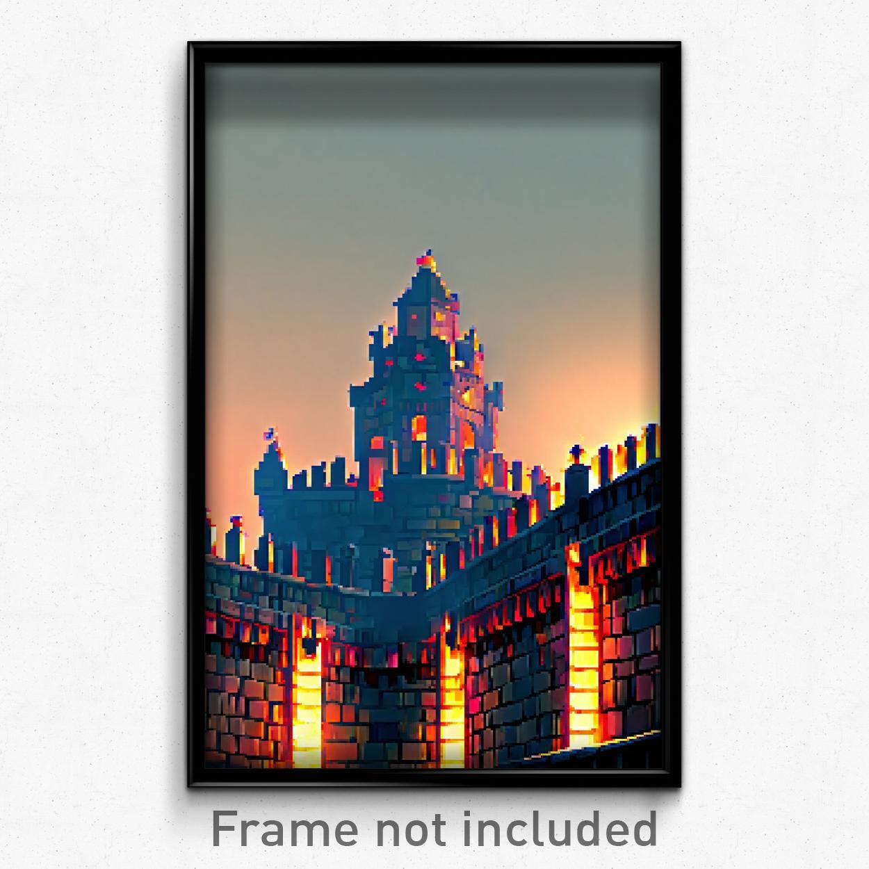 8 Bit Psychedelic Pixel Art Poster of Famous Ramparts