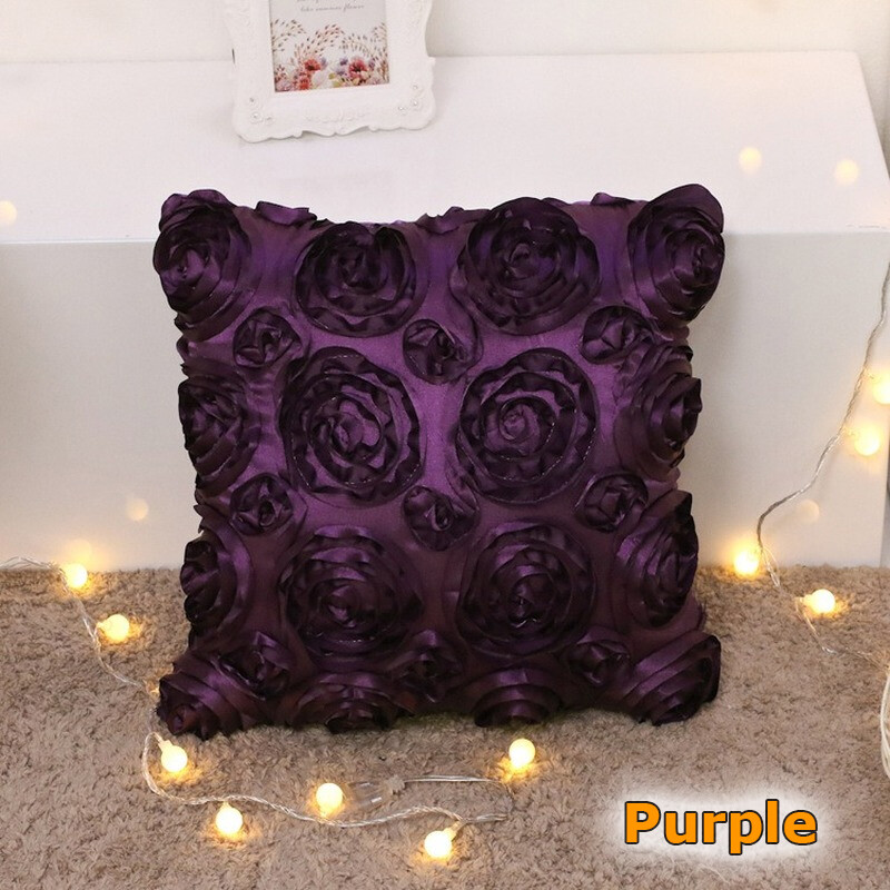 1pc Rose Textured Cushion Cover Square Pillow Shams Case Home Sofa Bed Decor