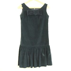 Vintage 1960s-70s Drop Waist Black Cotton Dress XS