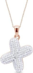 Authentic 8/9ct Initial X Pendant Natural Diamond Pendant 18" Necklace 925 Sterling Silver