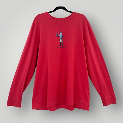 Life Is Good T-Shirt Mens Size XL Red Long Sleeve Livin' the Dream Graphic Tee