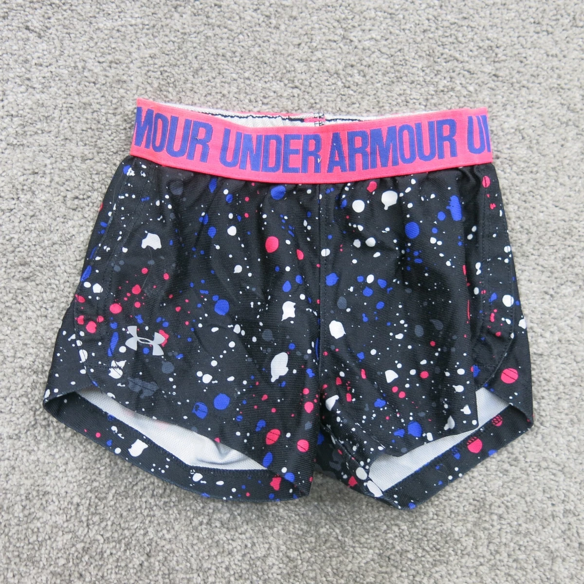 Under Armour Shorts Unisex Size 2T Black Polka Dot Athletic Logo