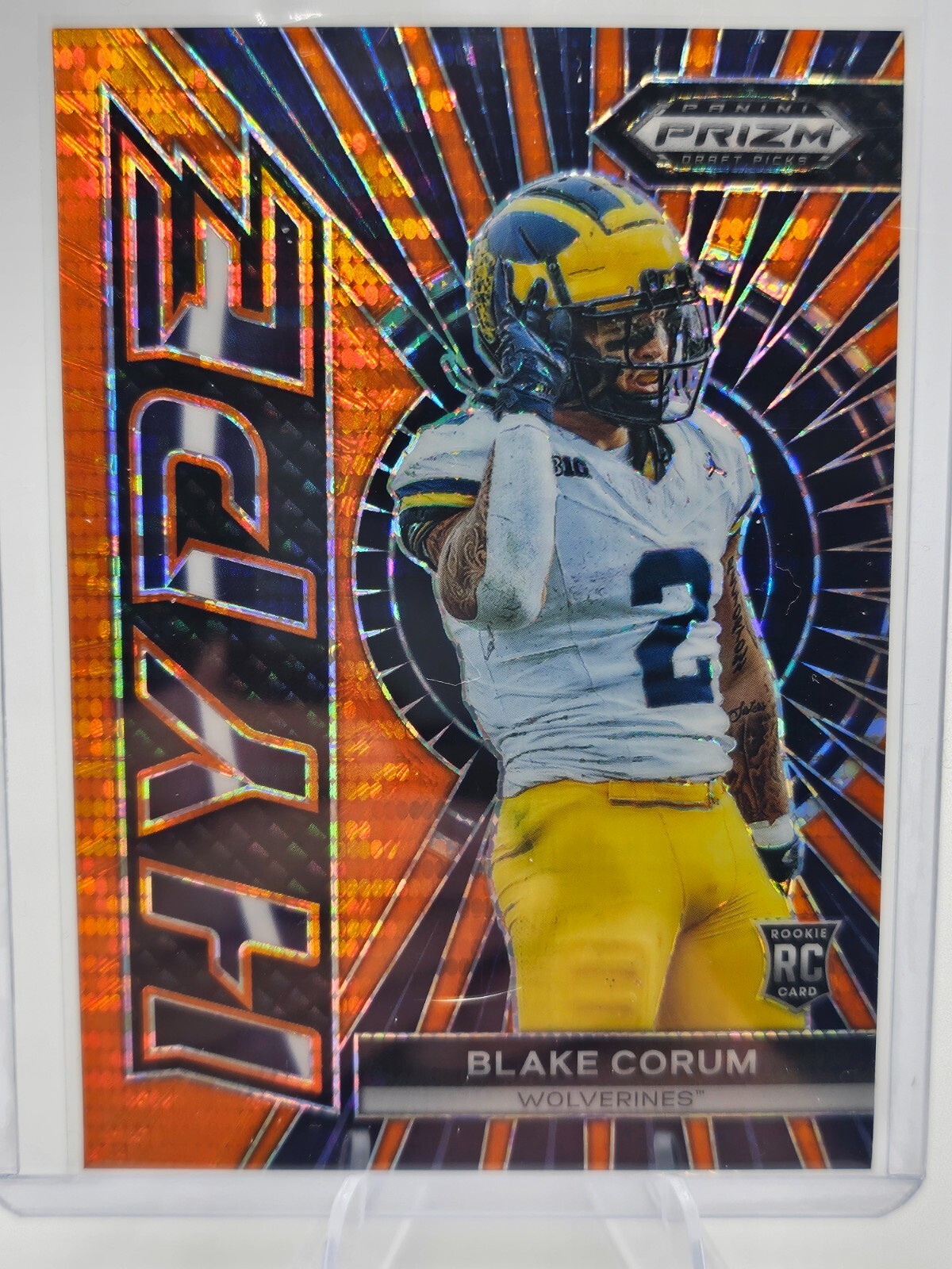 2024 Panini Prizm Draft Picks - Blake Corum #128 Orange Pulsar Prizm 05/49 (RC)