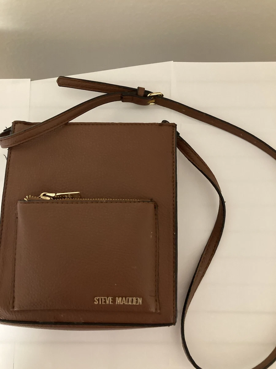 Steve Madden Purse Faux Leather Cross Body Shoulder Bag Cognac eBay