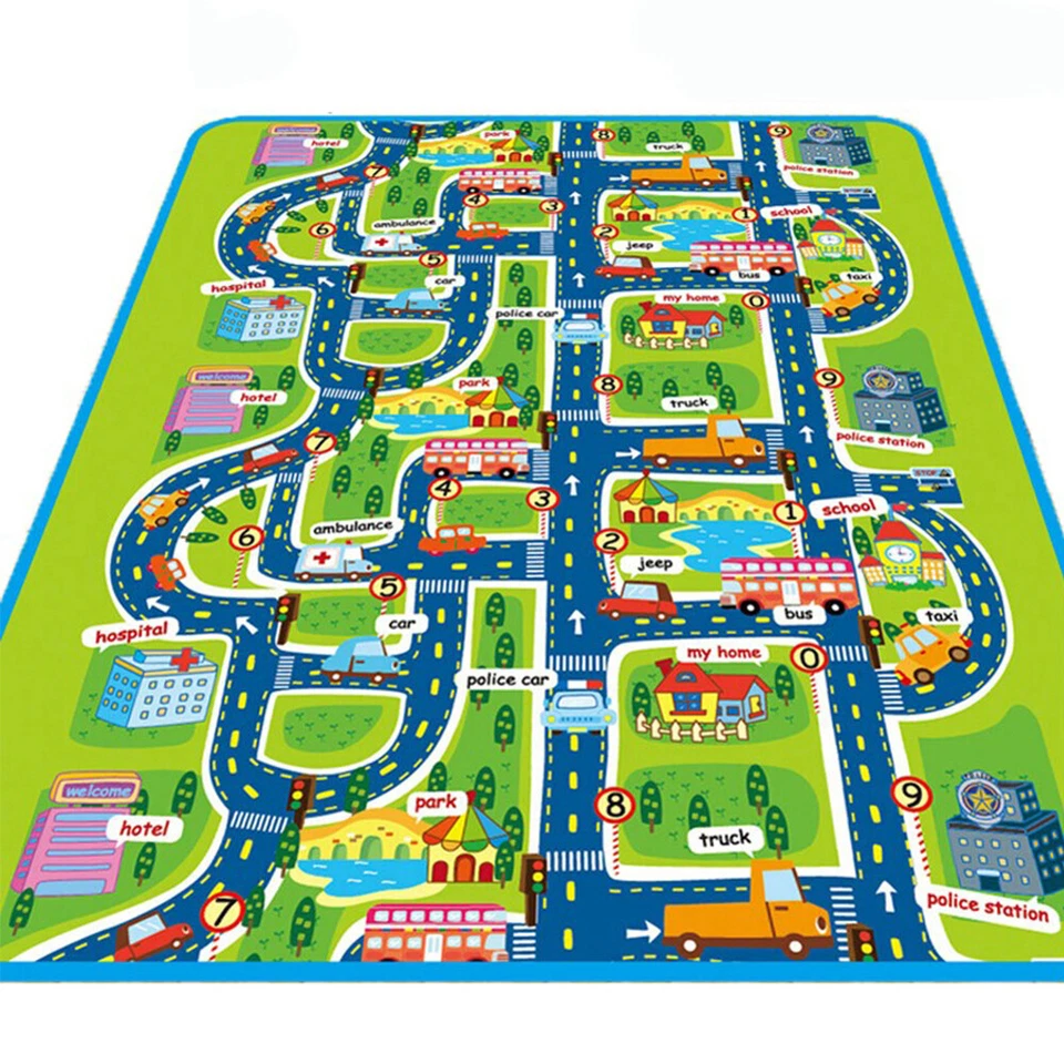 Large Kids Mat Carpet Playmat Rug City Life Carpet Educational Car Play Game Rug - image 2 of 4