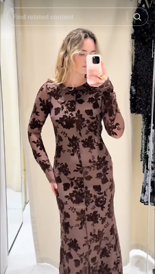 ZARA BNWT FLOCKED TULLE MAXI DRESS ALL SIZES REF. MINK | 3067/269