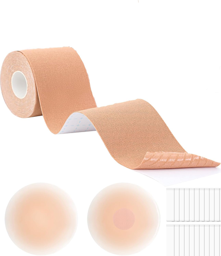 Breathable Breast Lift Tape, Satin Breast Petals, Silicone Adhesive Bra
