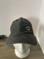 John Deere Grey and Pink Mesh Adjustable Snapback Baseball Cap Embroidered Hat