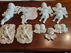 Lot Of 9 Cherub Angels Wall Hanging Small Plaques Mixed Material White