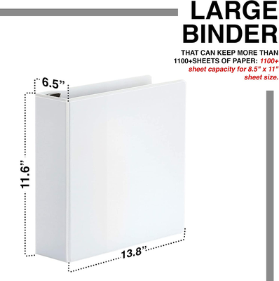 Binders 4 Inch 5 Inch 3 Ring Binder - Professional D Ring Presentation ...
